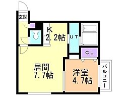 バルボーニN17 1LDKの間取図画像