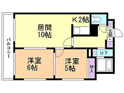 ノーステリアコノエビル 2LDKの間取図画像