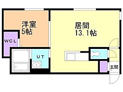 仮)北27西8MS 1LDKの間取図画像
