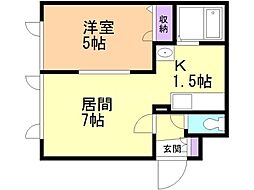 フォーチュネイトフィールド 1LDKの間取図画像