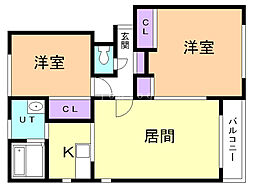 グランデス2 2LDKの間取図画像