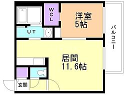 札幌市北区北二十三条西2丁目マンション 1LDKの間取図画像