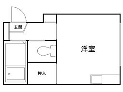 ヒュース麻生A ワンルームの間取図画像