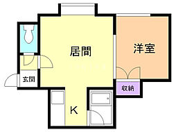 レスト麻生 1LDKの間取図画像