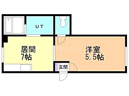 アーヴァントモ 1DKの間取図画像