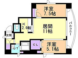 VANGUARDQUALIA 2LDKの間取図画像
