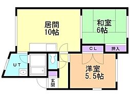 エナージ拓北 2LDKの間取図画像