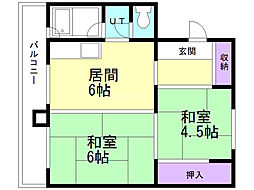 ビレッジハウス新川 1LDKの間取図画像