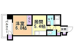 リーブル25 1DKの間取図画像