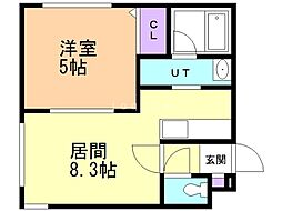 ラグナベルデ北22条 1DKの間取図画像