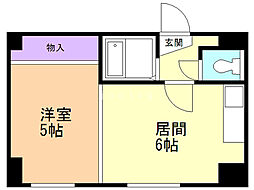 藤井ビル北14条 1DKの間取図画像