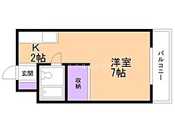 カサビアンカ 1Kの間取図画像