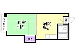 プラザハイツ24 1DKの間取図画像