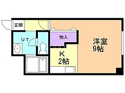 サザングランディ北大 1Kの間取図画像