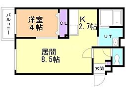 グレイシア・ルーチェ 1LDKの間取図画像