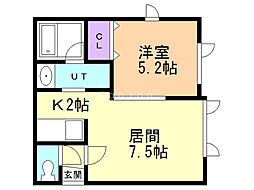 レグルス麻生 1LDKの間取図画像