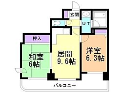 ライオンズマンション北22条 2DKの間取図画像
