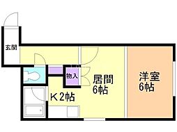 麻生S・K 1LDKの間取図画像