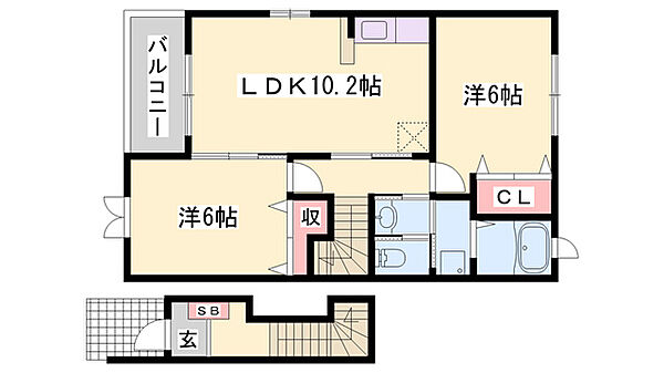 エレガンシア ｜兵庫県加東市社(賃貸アパート2LDK・2階・57.02㎡)の写真 その2