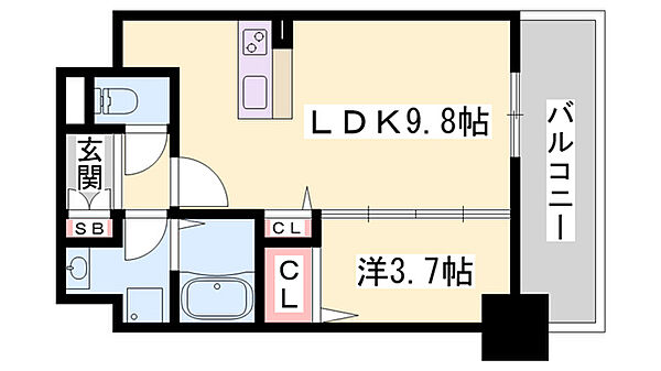 レジデンスh忍町 ｜兵庫県姫路市忍町(賃貸マンション1LDK・6階・32.43㎡)の写真 その2