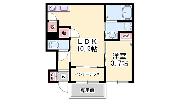 コントレイル糸引 ｜兵庫県姫路市継(賃貸アパート1LDK・1階・40.83㎡)の写真 その2