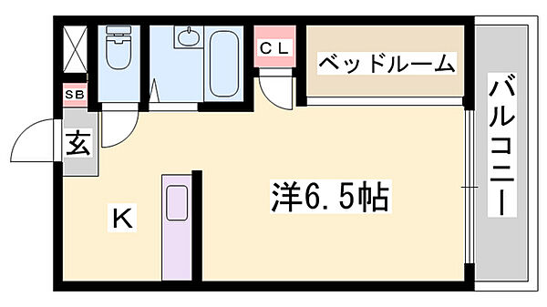 クラージュ保城 ｜兵庫県姫路市保城(賃貸マンション1R・4階・22.80㎡)の写真 その2