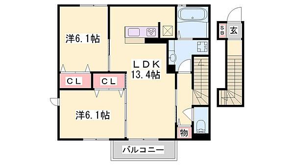 グランセジュール ｜兵庫県西脇市和田町(賃貸アパート2LDK・2階・64.90㎡)の写真 その2