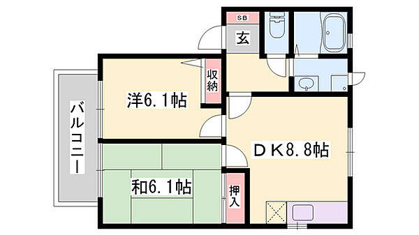 タカミハイツ ｜兵庫県姫路市井ノ口(賃貸アパート2DK・2階・46.75㎡)の写真 その2