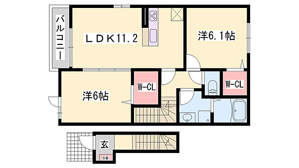 グラン　フィオーレＡ ｜兵庫県神崎郡福崎町南田原(賃貸アパート2LDK・2階・57.64㎡)の写真 その2