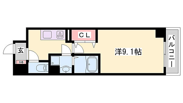 クレール ｜兵庫県姫路市三左衛門堀東の町(賃貸マンション1K・2階・30.11㎡)の写真 その2