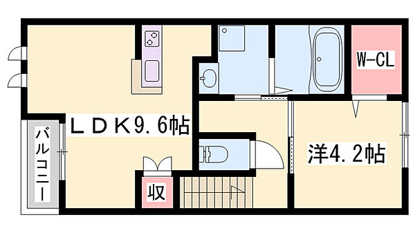 メゾンメルベーユ英賀保 ｜兵庫県姫路市飾磨区山崎(賃貸アパート1LDK・2階・43.02㎡)の写真 その2