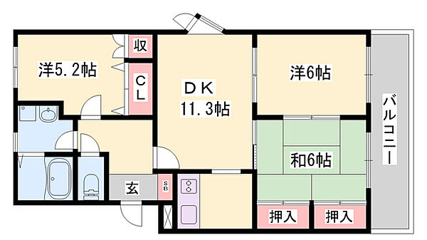レジデンスコート東山 ｜兵庫県姫路市東山(賃貸アパート3DK・2階・57.33㎡)の写真 その2
