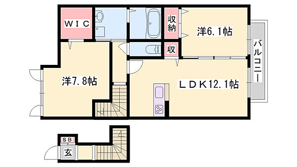 シャーロット　A棟 ｜兵庫県姫路市飾磨区山崎(賃貸アパート2LDK・2階・66.60㎡)の写真 その2