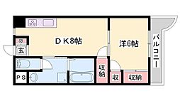 コーポラス神子岡 1DKの間取図画像