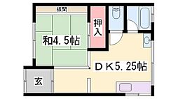アパート 1DKの間取図画像