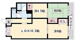 メゾンやすむろ1棟 2LDKの間取図画像