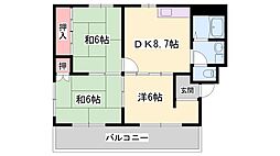 モアークレスト飾磨 2LDKの間取図画像