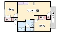 ハイネスK-2 2LDKの間取図画像