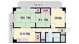 コーポ龍野 3DKの間取図画像