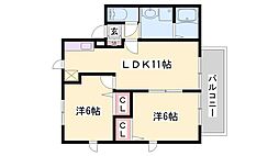 ハイム城山 2LDKの間取図画像