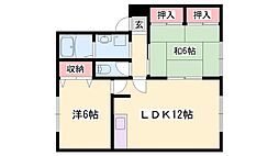 ボンヌ・シェール矢倉B 2LDKの間取図画像