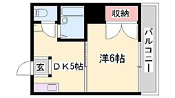 ヒューマンハイツ 1DKの間取図画像