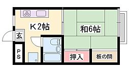 ユニハイツ田村-1 1Kの間取図画像
