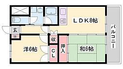 大歳マンション 2DKの間取図画像