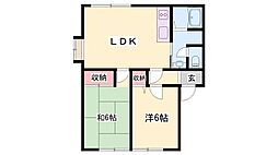 サンフォーレストB棟 2LDKの間取図画像