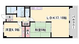 テルツォ南新在家 2LDKの間取図画像
