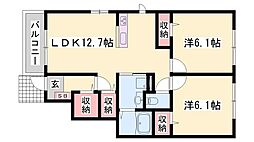 ハマナス1 2LDKの間取図画像