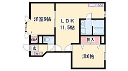 オマージュ壱番館 2LDKの間取図画像