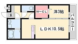 セジュール東阿保A棟 1LDKの間取図画像