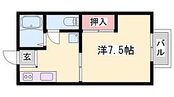 メゾネット以和貴 1Kの間取図画像